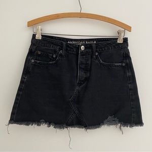 American Eagle Women’s Size 4 Black Button Up Closure Frayed Hem Festival Skirt